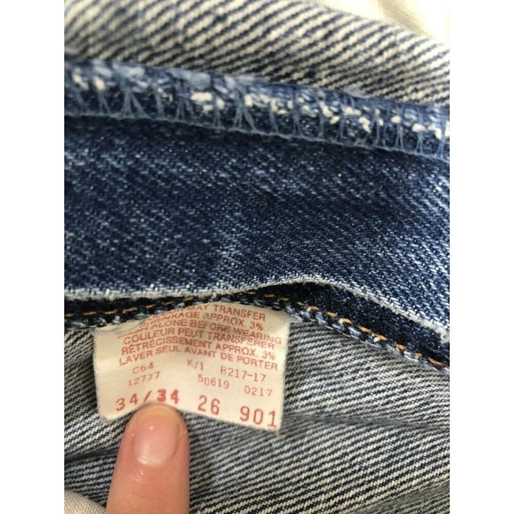 Vintage Levi Strauss 619‎ Mens 34x30 Blue Denim Jeans Straight Leg Orange Tab